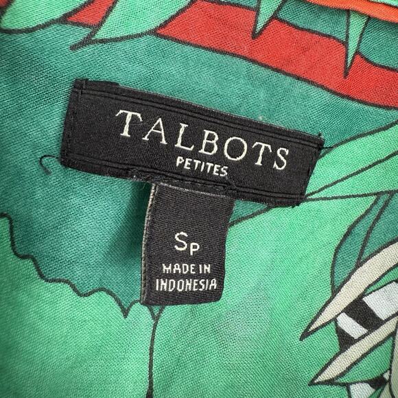 Talbots Jungle Tiger Print Button Up Top Size Small SP Colorful Long Sleeve Arts - Picture 9 of 11